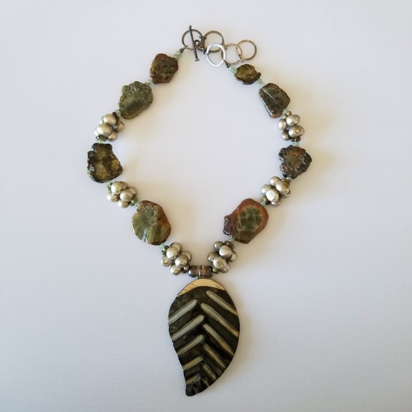 Artisan Sterling, Pearls & Abalone Necklace - Picture 2 of 6